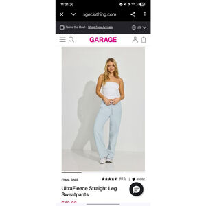 garage UltraFleece Straight Leg Sweatpants size s soft blue. Sold Out Online